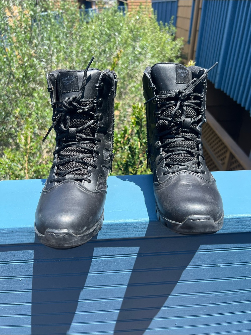 Reebok Black Work Boots with Green Insole